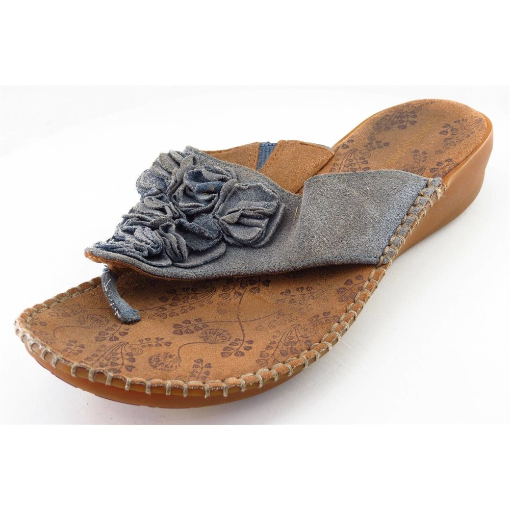 Hush Puppies Flip Flop‎ Blue Leather Women Sandal Shoes Sz 8 M